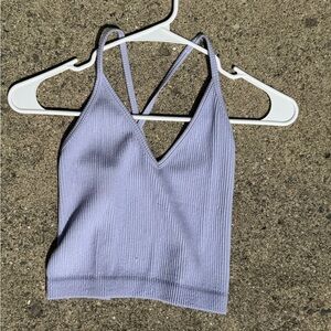 Women's Lavender Ribbed Crop Top